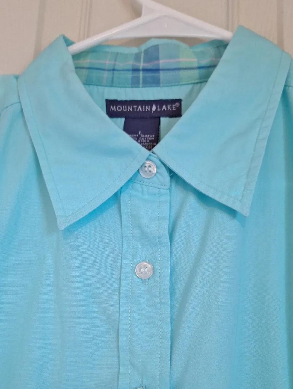 Mountain Lake Women's Light Blue Short-Sleeve Button-Front Shirt Size Large